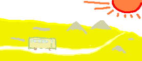 砂漠を走るバス　イラスト