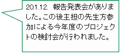 20.1.12.񍐔\܂B̌S̐搶Qɂ鍡Nx̃vWFNǧs܂B