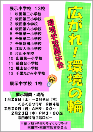 その前後、環境に関する学習発表を展示します